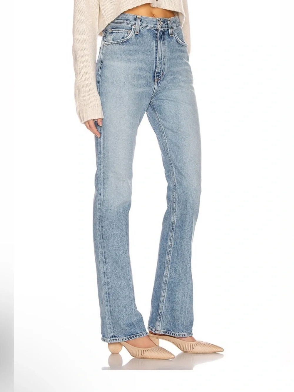 Agolde Vintage High Rise Flares Light Wash Women's blue Jeans clamor FWRD 32